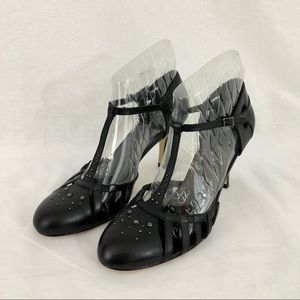 Isaac Mizrahi Leather Hi-Heel Black Shoes